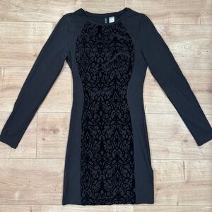 Divided Velvet Filigree Long Sleeve Dress